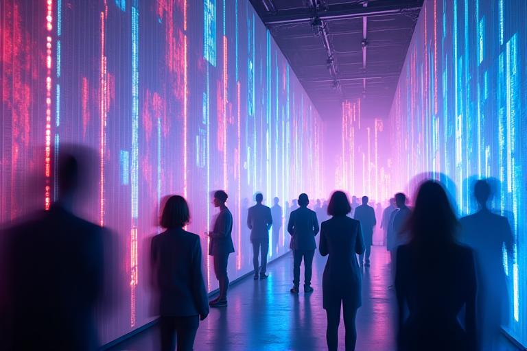 An interactive digital light installation from the exhibition.